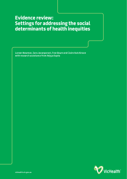 Settings for addressing the social determinants of health