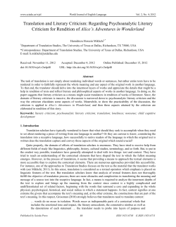 Translation and Literary Criticism: Regarding