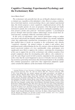 Cognitive Cleansing: Experimental Psychology and the