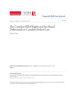 The Canadian Bill of Rights and Sex
