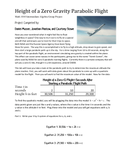 Height of a Zero Gravity Parabolic Flight