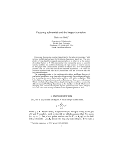 Factoring polynomials and the knapsack problem