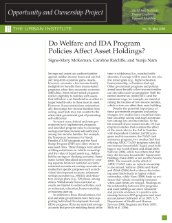 Do Welfare and IDA Program Policies Affect Asset