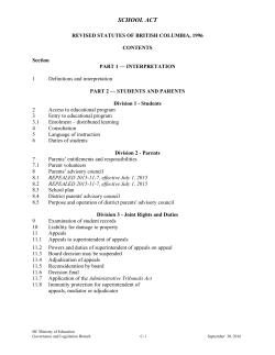 School Act - Province of British Columbia