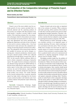 An Evaluation of the Comparative Advantage of Pistachio Export