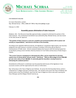 Assembly passes elimination of state treasurer