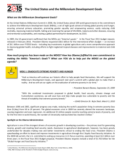 The United States and the Millennium Development Goals