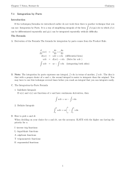 7.1 Integration by Parts