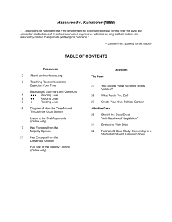 Hazelwood v. Kuhlmeier (1988) TABLE OF
