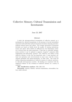 Collective Memory, Cultural Transmission and Investments
