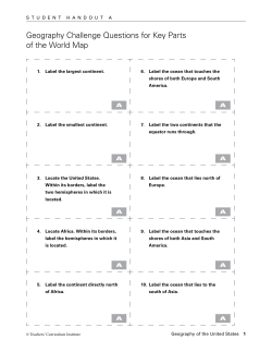 Geography Challenge Questions for Key Parts of the World Map