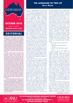 Ozwords, October 2010. - Australian National Dictionary Centre