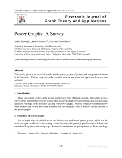 Power Graphs: A Survey - Electronic Journal of Graph Theory and