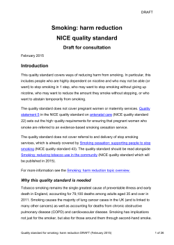 Smoking: harm reduction NICE quality standard