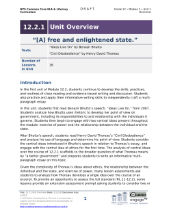 ELA Grade 12 Module 2, Unit 1 - Unit Overview