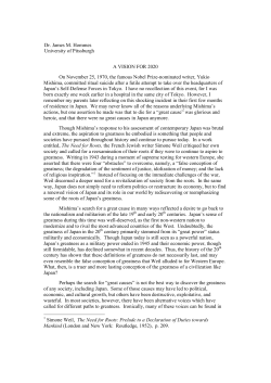 A VISION FOR 2020 On November 25, 1970, the famous Nobel