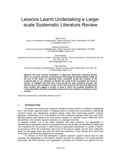 Lessons learnt Undertaking Large-scale Systematic Literature