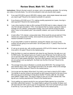 Review Sheet, Math 8, Test #1