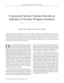 NPR73: Commercial Nuclear Trading Networks as Indicators of