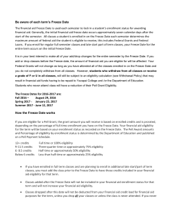 Be aware of each term`s Freeze Date The financial aid Freeze Date