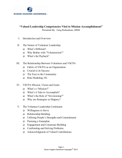 “Valued Leadership Competencies Vital to Mission Accomplishment”