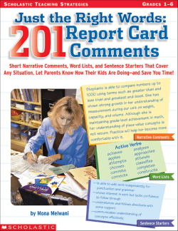 Sample Narratives for Developing Students