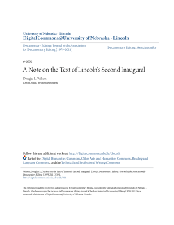 A Note on the Text of Lincoln`s Second Inaugural