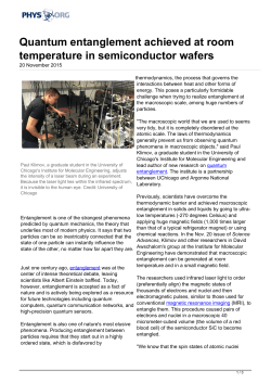 Quantum entanglement achieved at room temperature in