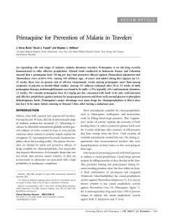 Primaquine for Prevention of Malaria in Travelers