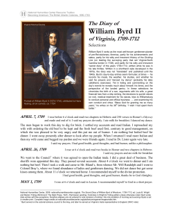The Diary of William Byrd II of Virginia, 1709
