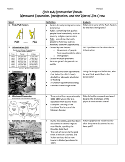 Unit 2(A) Interactive Vocab: Westward Expansion, Immigration, and