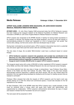 Media Release - National Foundation for Medical Research and