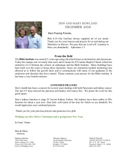 DON AND MARY ROWLAND DECEMBER 2016 From the field