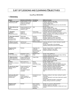 list of lessons and learning objectives