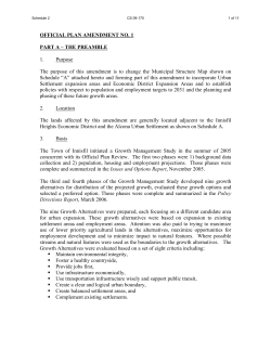 OFFICIAL PLAN AMENDMENT NO. 1 PART A &ndash; THE PREAMBLE 1