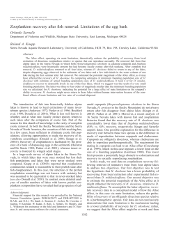 Sarnelle, Orlando, and Roland A. Knapp. Zooplankton recovery after