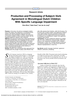 Production and Processing of Subject–Verb Agreement in