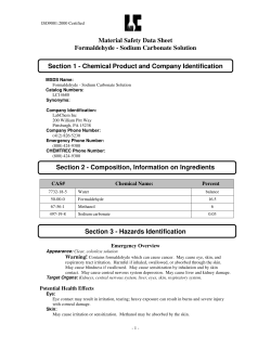 Material Safety Data Sheet Formaldehyde