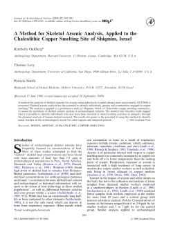 A Method for Skeletal Arsenic Analysis, Applied to the Chalcolithic