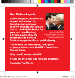 Dear Madame Lagarde, At Wetherspoon, we sincerely respect and