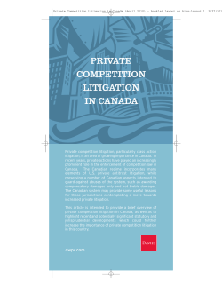 Private Competition Litigation in Canada 2010