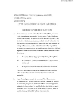 Submissions of Manny Waks - Royal Commission into Institutional