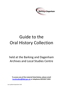 Oral histories - London Borough of Barking and Dagenham Council