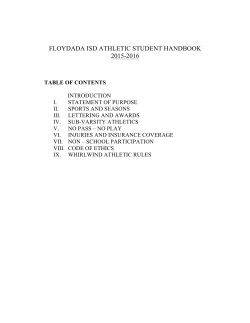 FLOYDADA ISD ATHLETIC STUDENT HANDBOOK 2015-2016