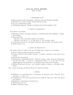 MAT 319: FINAL REVIEW 1. Properties of R &bull; Basic properties of R