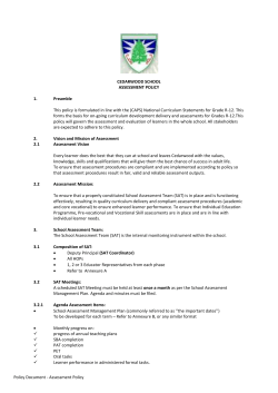Policy Document - Assessment Policy CEDARWOOD SCHOOL