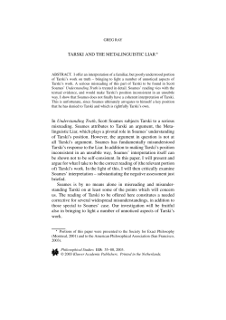 Tarski and the Metalinguistic Liar - UF Philosophy