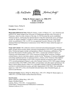 Philip Hamer - The South Carolina Historical Society