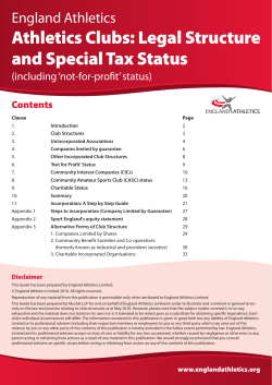 Athletics Clubs: Legal Structure and Special Tax Status