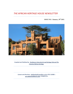THE AFRICAN HERITAGE HOUSE NEWSLETTER